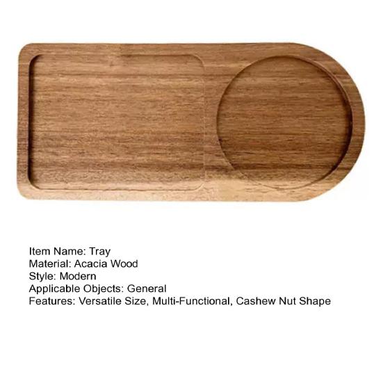 Wooden Serving Tray Cashew Nut Shape Tea Service Tray Artistic Craftsmanship Snacks Desserts Breakfast Dinner Transport Tray