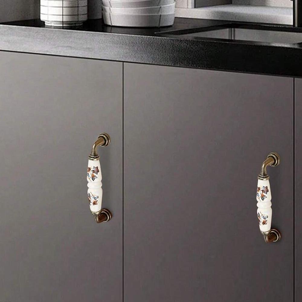 Vintage Ceramic Cabinet Handle Rural Drawer Handles Drawer Cabinet Pulls Zinc Alloy Kitchen Pull Knobs