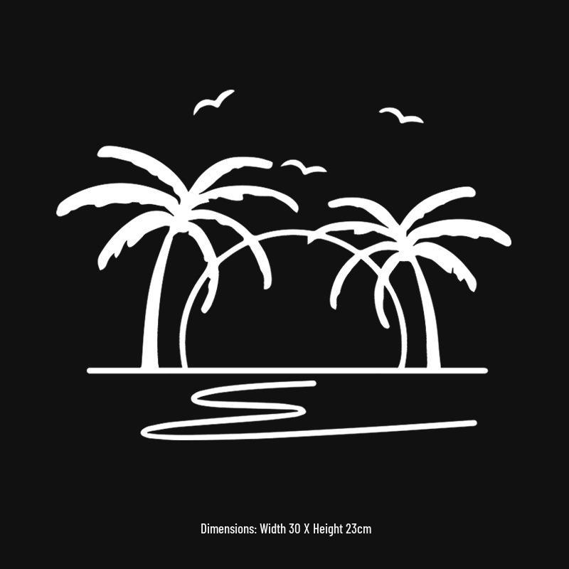 Hawaiian Sunset Beach Windmill Reflective Car Window Sticker