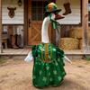 St. Patrick's Day Goose Outfit Irish Shamrock Porch Goose Clothes Fits 23" Cement Plastic Goose Statue for Outdoor Patio Lawn Yard Garden Decoration