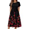 Women's Casual Cute Pattern Print Round Neck Midi Dress Basic Classic Outdoor Everyday Short Sleeve Loose Dress