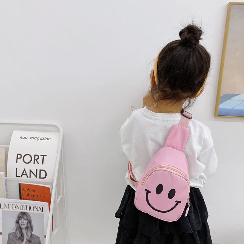Trendy Children's Canvas Crossbody Bag With Smiley Face Design For Boys And Girls