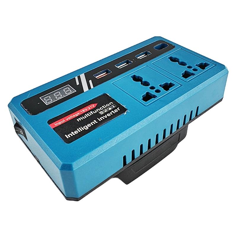 Multiple Port USB Charging and Power Converter 18-21V to 220V Featuring 2 Alternating Current Outlets 3 USB Port 1 Type C