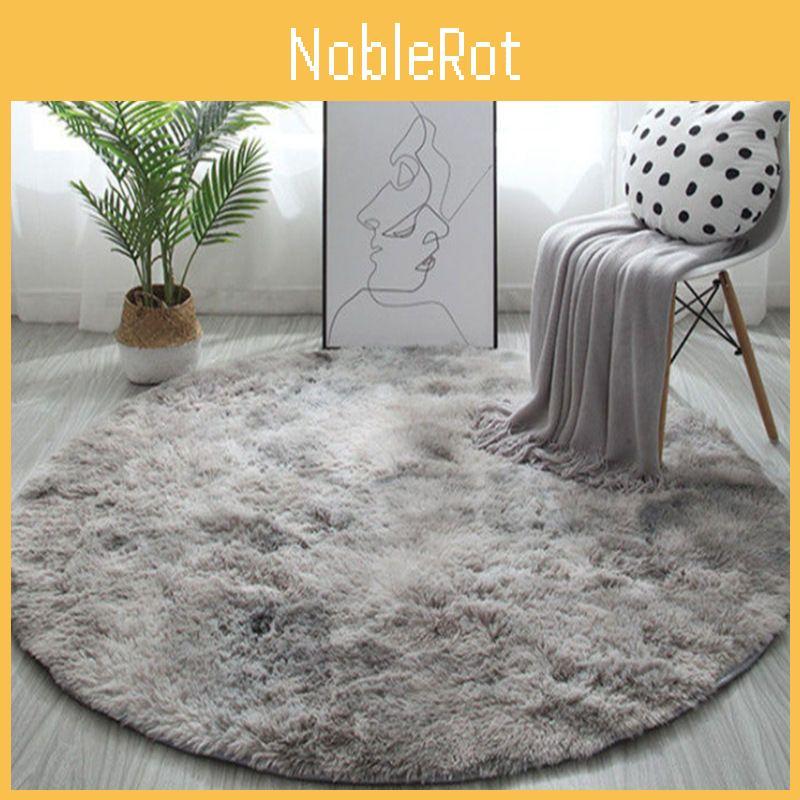 Round Rug For Living Room With Silk Wool Material And Tie Dye Pattern For Home Decor