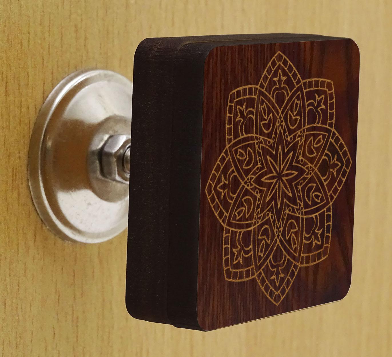 

IBA Indianbeautifulart Коричневі різьблені ручки Набір 10 шт. Дерев яні ручки для дверей шафи, висувної шухляди 2 x 2 Inches-Square коричневий