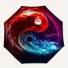 Yin Yang Cosmic Balance: Celestial Harmony Design Umbrella, Cute Umbrella with Cute Design, Portable 3-Fold Compact Umbrella for Men & Women, Valentin