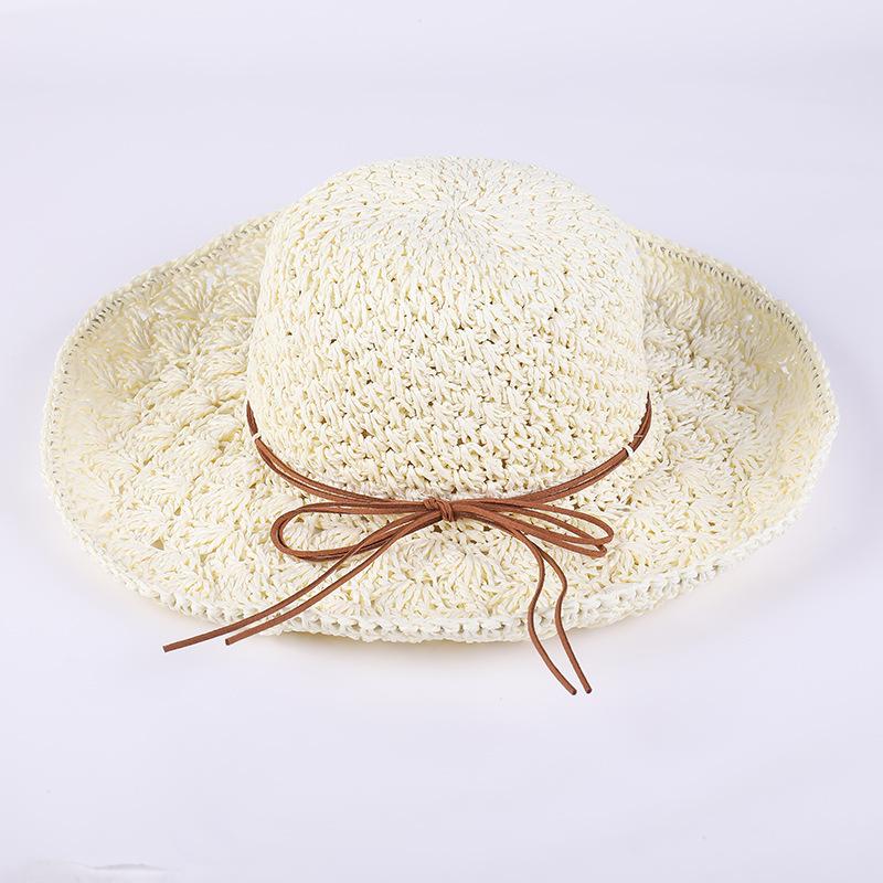 Spring and Summer New Straw Hat Women's Summer Foldable Beach Hat Women's Vacation Visor Bow Straw Hat