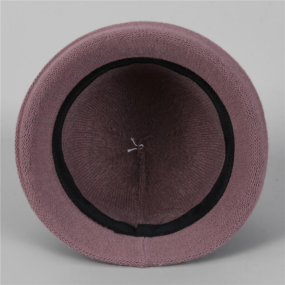 Hat Female God Mother Knitted Bucket Hat Velvet Warm Basin Hat Grandma Wool Hat Cold Proof