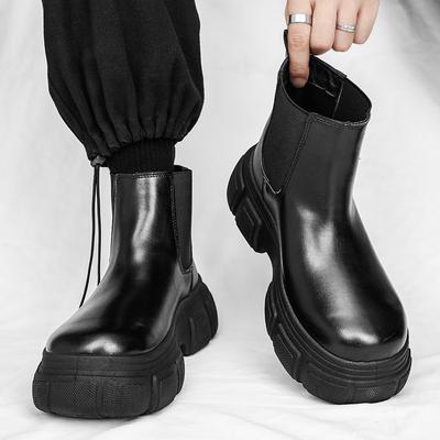 Chelsea Martin Stiefel Herren Herbst und Winter High-Top Britischer Stil Lässige Lederstiefel Outdoor Wasserdicht und Rutschfest Lokomotiven-Arbeitsstiefel