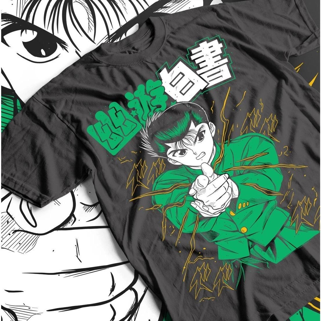 

2026 New Year Hot Selling Yu Yu Hakusho Tshirt Kuwabara Kurama Yusuke Hiel Anime Manga Black Shirt M