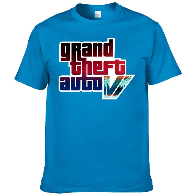 

Нова літня чоловіча футболка 2023 року Grand Theft Auto Gta Game Футболка з принтом 100% бавовна з круглим вирізом Top Street з короткими рукавами F118 XL темно-синього кольору