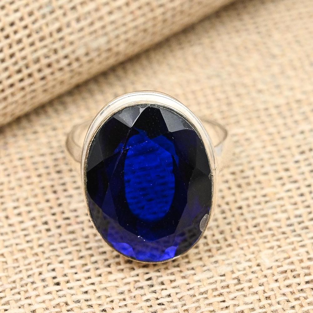 Blue Sapphire Gemstone Handmade Solid 925 Sterling Silver Ring Jewelry