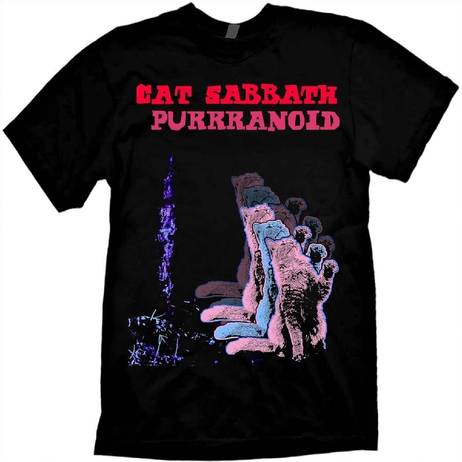 Cat Band T-Shirt Parody Cat Sabbath Purrranoid S чёрный