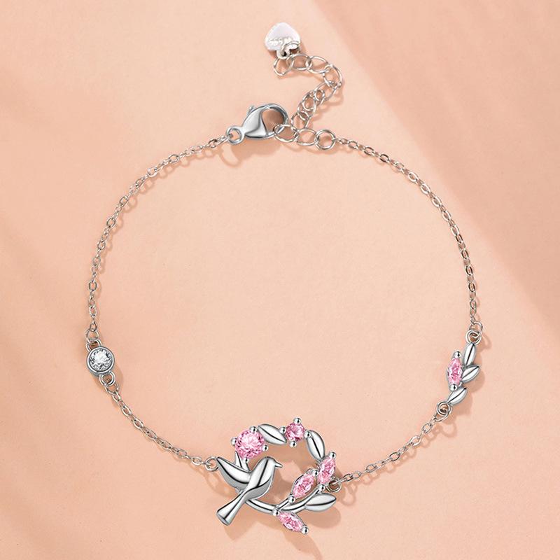 

Mai Xiang Счастье Май Венок для ушей Браслет с птицей Мода Универсальный Розовый циркон Ручные украшения