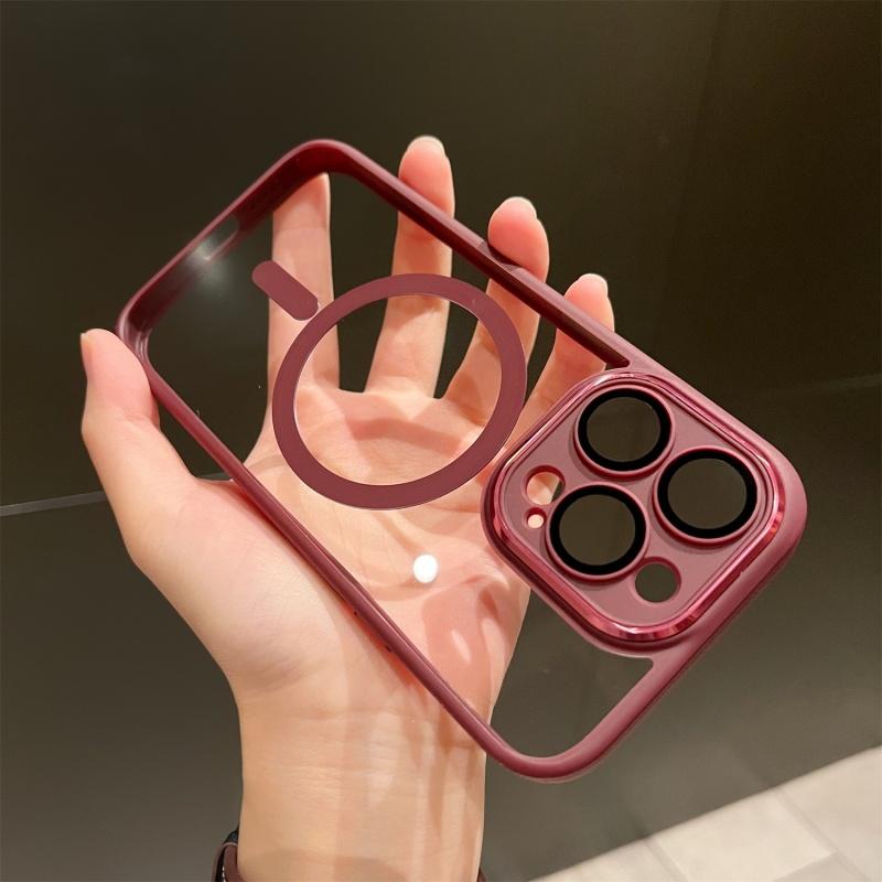 HD Transparent With Lens Protection Phone Case For iPhone 16 15 14 13 12 Pro Max Magnetic For Magsafe Wireless Charging Cover