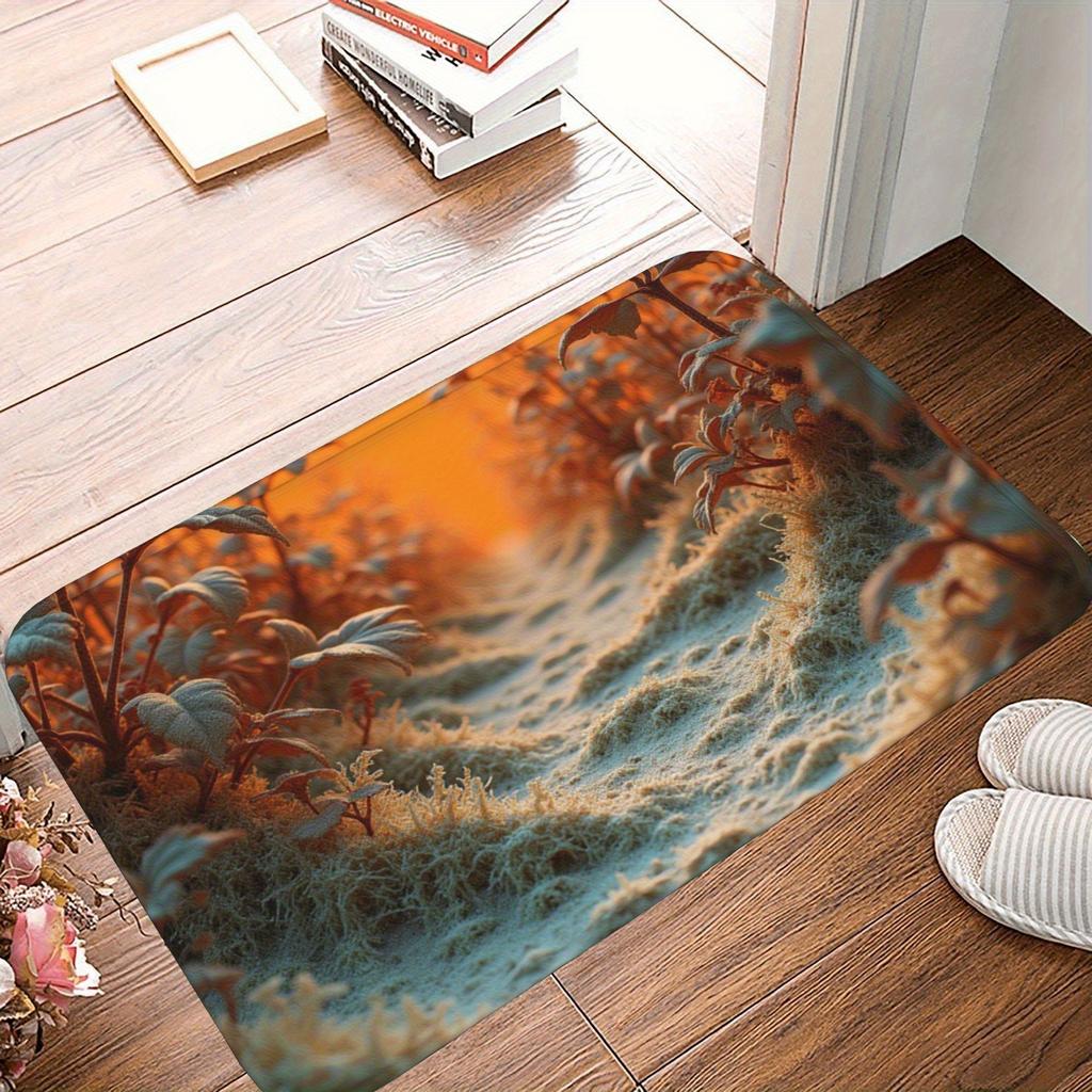 1PC Flowers Pattern Kitchen Rug Non-Slip Door Mat Pop Design Bathroom Rug Bath Mat Carpet for Home Sink Laundry Decoreeree
