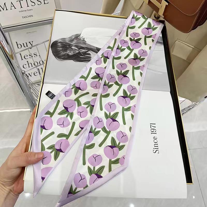 Women Flower Love Heart Printed Hair Band Headwear Scarves 6.5cm*90cm