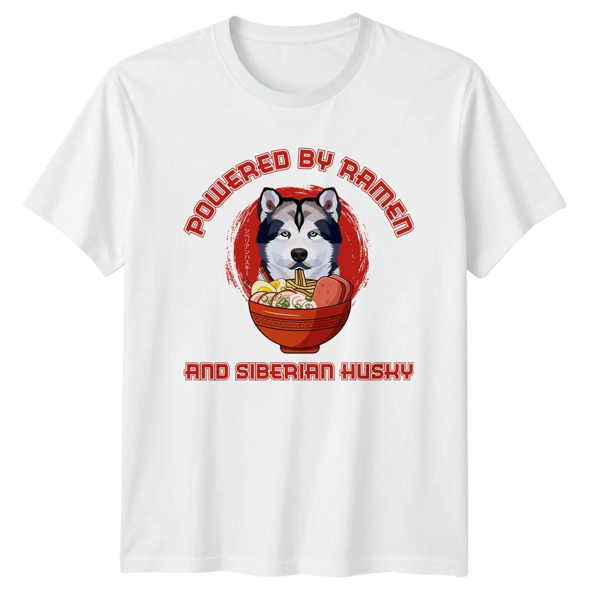 Powered By Ramen And Siberian T-Shirt Siberian Husky Dog Lover XXXXL