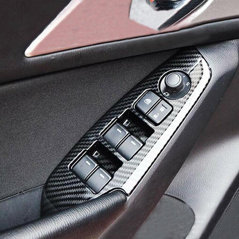 Per MAZDA 3 Axela 2017 Fibra di Carbonio Maniglia Porta Pulsante Alzacristalli Elettrici Cornice di Finitura Adesivo Accessori