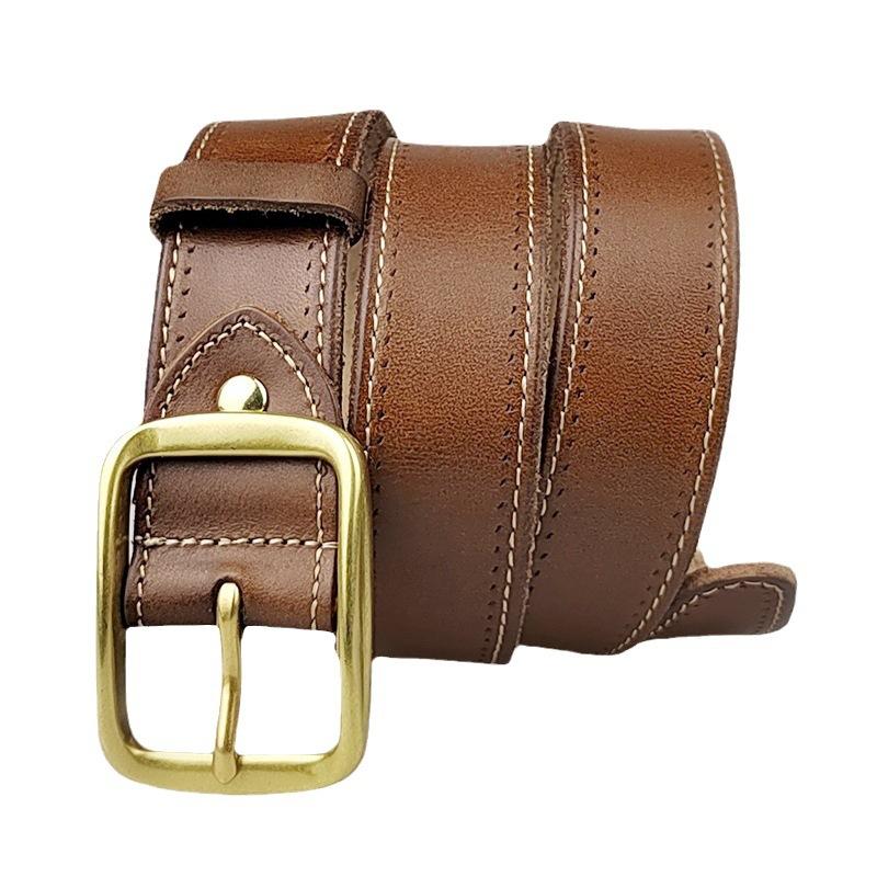 Men'S Belt Washed Retro Handmade Copper Needle Buckle First Layer Cowhide Leather Belt Men'S Casual Jeans Belt