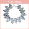 Metal Leaf Necklace With Fringe Design For Teen Fashion And Accessories Party