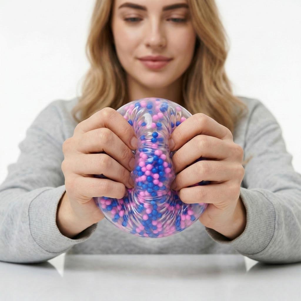 Stress Relief Ball Soft Squeeze Toy Round Shape with Bead Filling for Hand Exercise and Sensory Stimulation Suitable for Office Home School Use