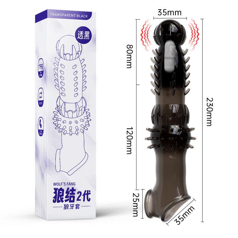 Penis Extend Sleeve with Vibrator Reusable Condoms Dildo Dick Enhancer Delay Ejaculation Cock Rings Sex Toys for Men