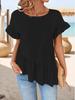 2025 Summer European & American Style Loose Ruffle Sleeve Women's Casual Solid Top