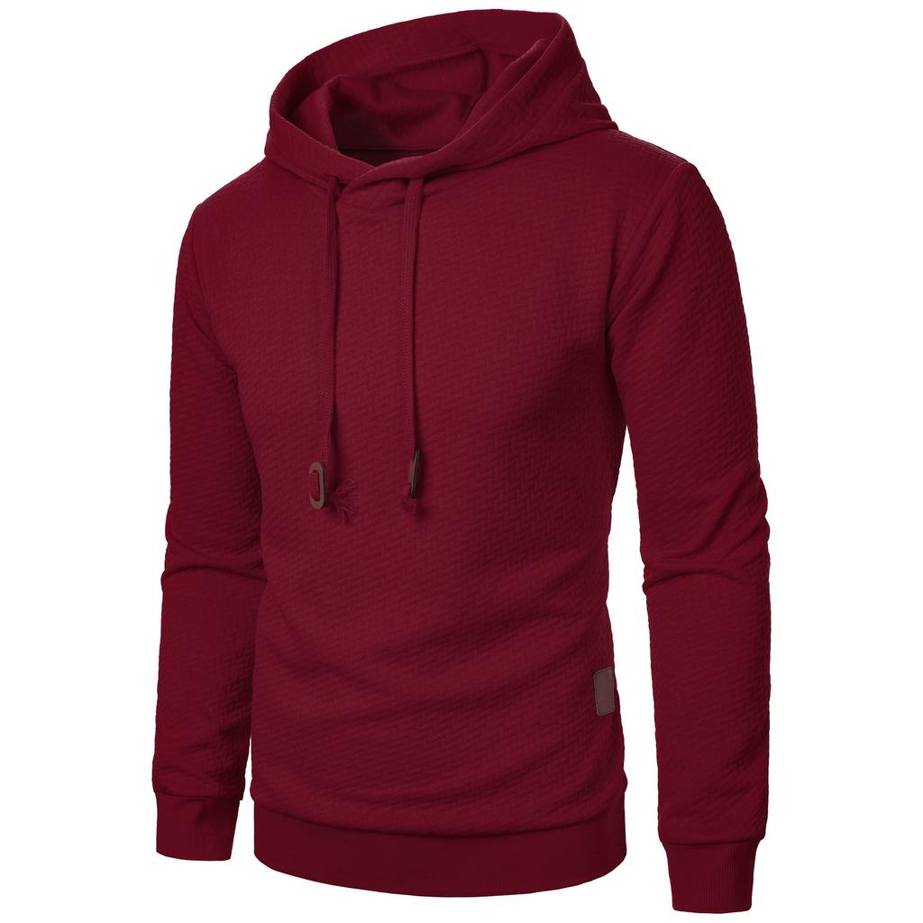 Autumn Winter Men's Jacquard Plaid Hoodie Long Sleeve Hoodie Warm Color Hooded Sweatshirt Coat Yasheng
