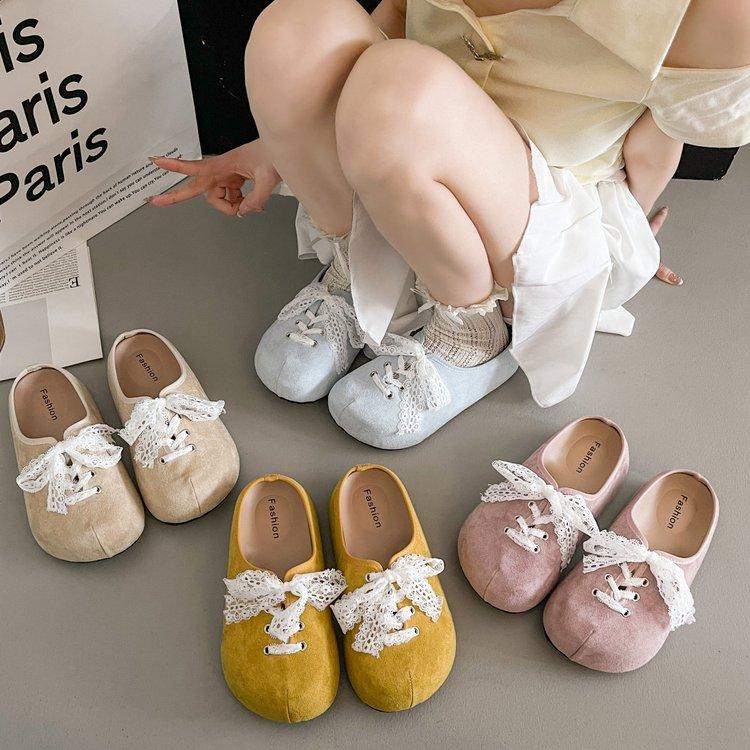 [Yushilai] 2025 new fairy must-have sweet college style slippers lace embossed personality and comfort