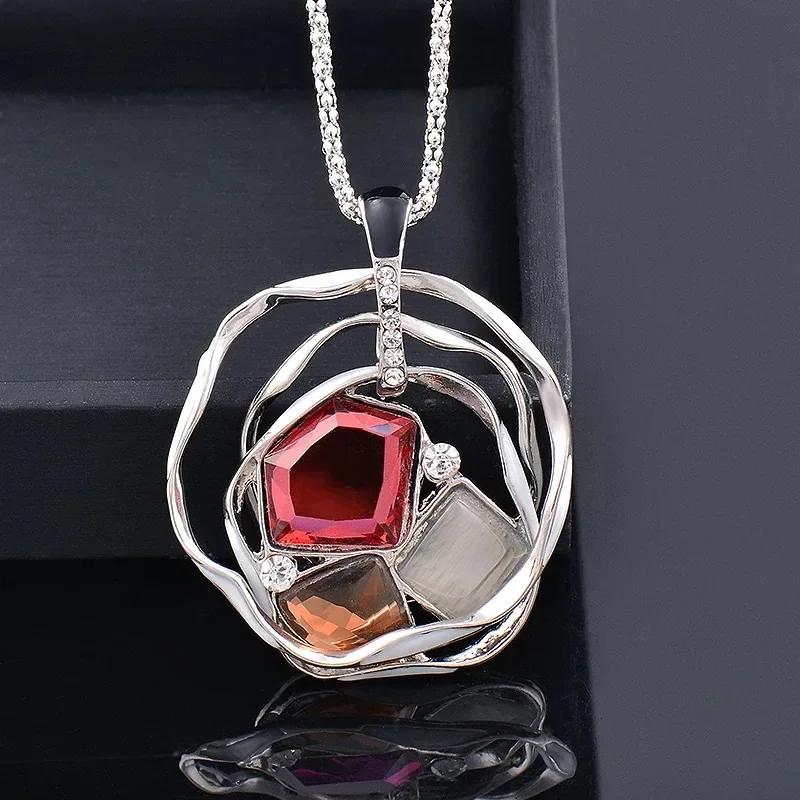 Классический Геометрический Неправильный Кулон Длинное Ожерелье для Женщин Новые Аксессуары к Свитеру Милые Подарки Хип-Хоп Украшения красный