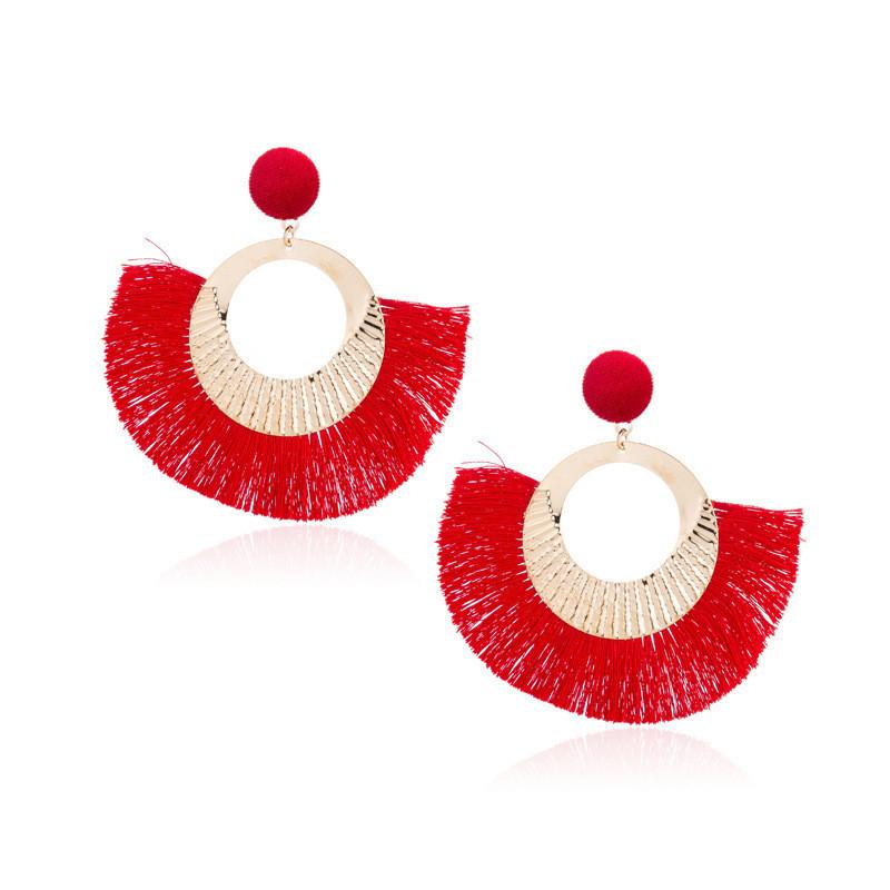 Cotton Unique Geometric Tassel Earrings For Women In Multiple Colors
