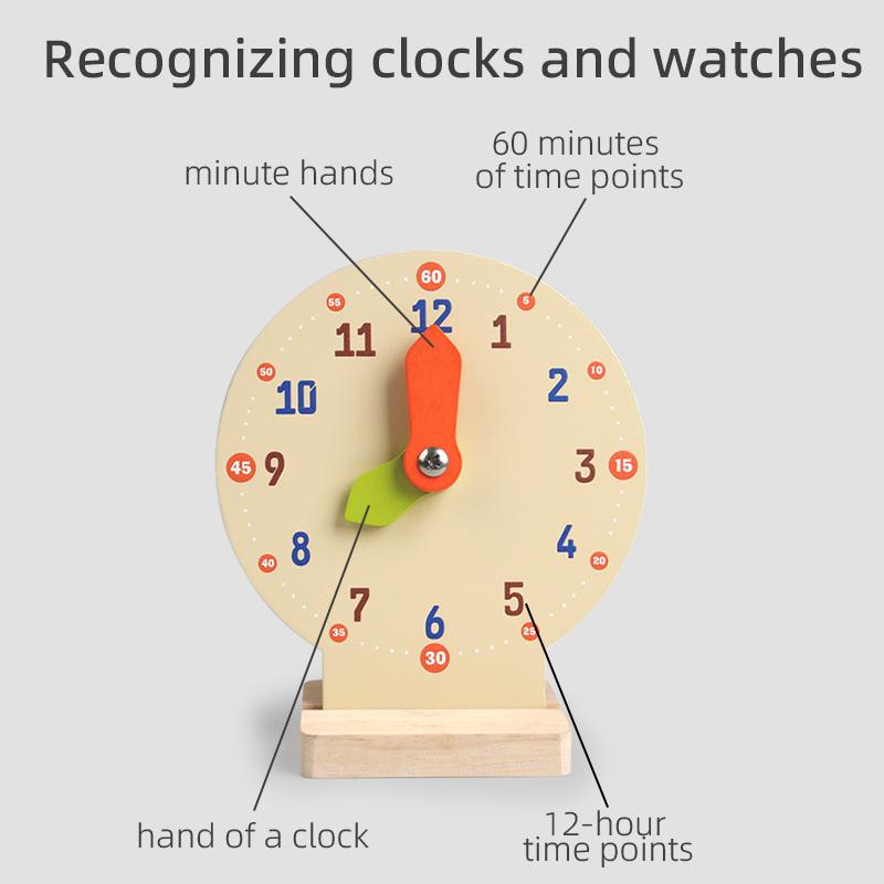Holz Uhrenmodell Lehrmittel Lernen Stunde Minute Sekunde Kognition Kindergartenkind Spielzeug für Spiel Interaktionszeit