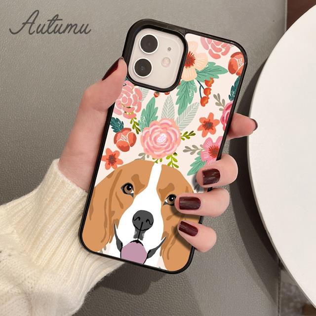 Beagle Floral Dog Phone Case for iPhone 11 12 13 14 Pro Max Mini X XR XS SE 2020 6S 7 8 Plus Samsung Galaxy S21 S22 Cover Shell
