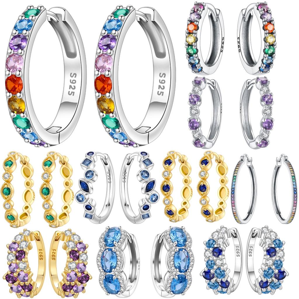 Orstarry S925 Sterling Silver Color Zircon Minimalist Design Earrings Hoop Earrings for Women Jewelry Original Party Trendy Gift
