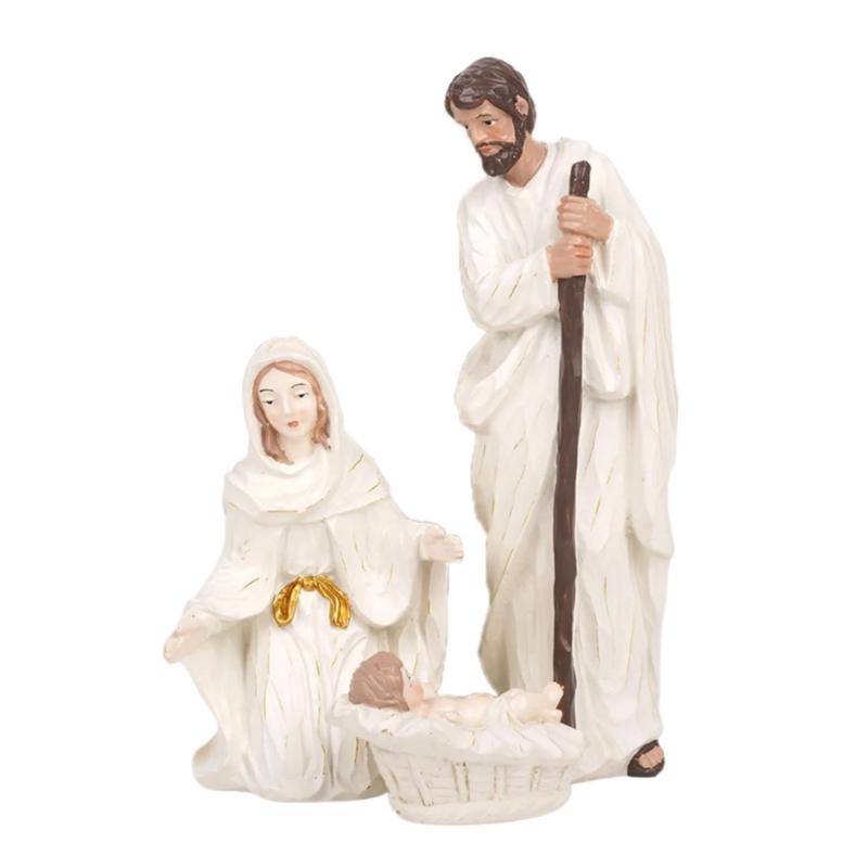 Figurine Nașterea Domnului Rășini Statuetă Scena Nașterii cu Iesle Statuetă Sfânta Familie Piese Centrale de Masă Decorațiuni de Casă