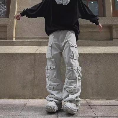 2024 Retro European & American Men's Oversized Wide-Leg Multi-Pocket Casual Trousers