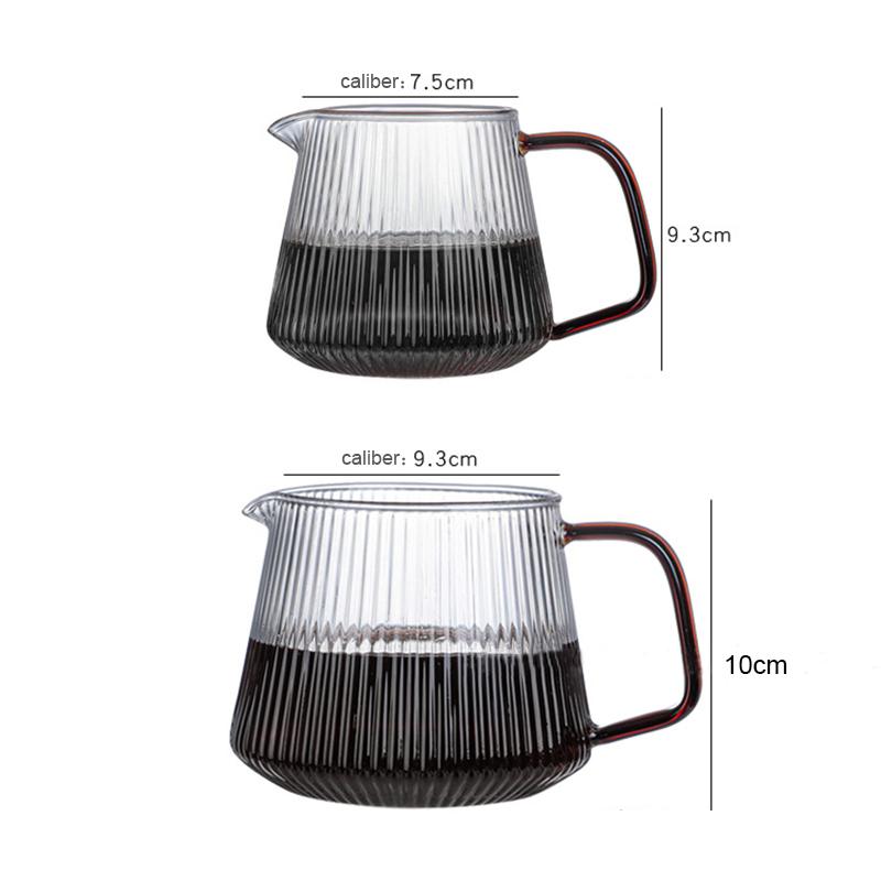 Vertical Striped Coffee Pot Glass Coffee Kettle V-shaped Spout Coffee Teapot Practical Coffeeware About 350ml/500ml Reusable