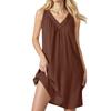 Women's Fashion Casual Sleeveless Solid Color V-neck Short Evening Dresses