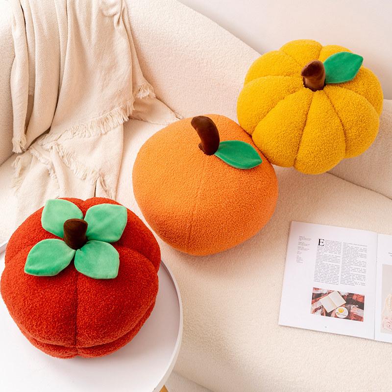 Fruit Plush Pillow Toy, Pumpkin Orange Persimmon Stuffed Animal, Soft Comfortable Stress Relief Gift, Home Decor Doll