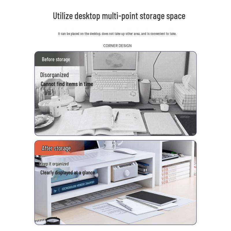 Acrylic Walnut Double-Layer Desktop Monitor Stand with Storage