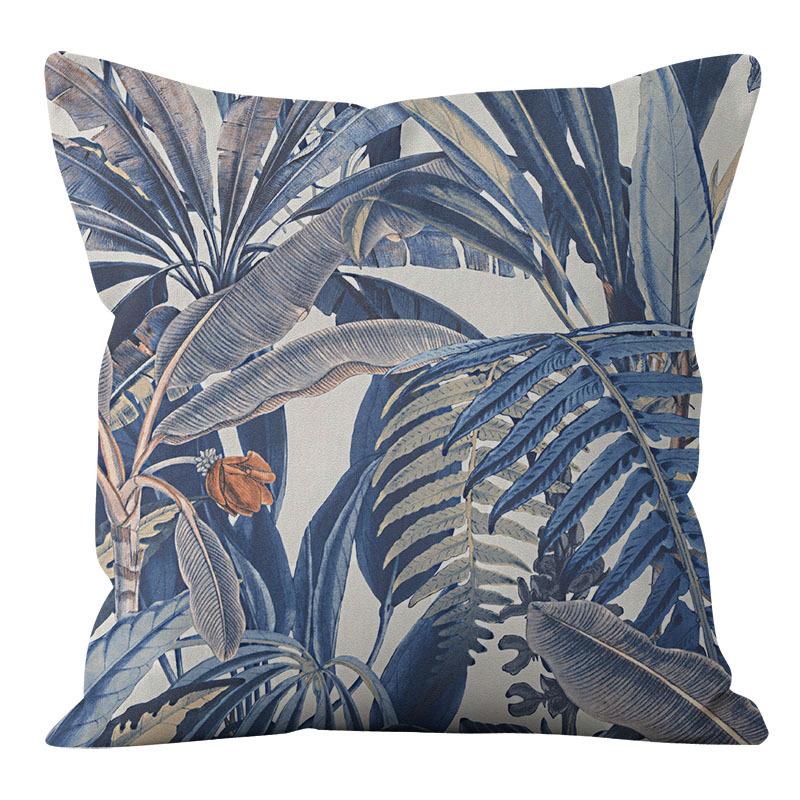 American Blue Retro Cotton Linen Single-sided Pillow Case Sofa Living Room Bedroom Cushion Pillow Home Waist Pillow