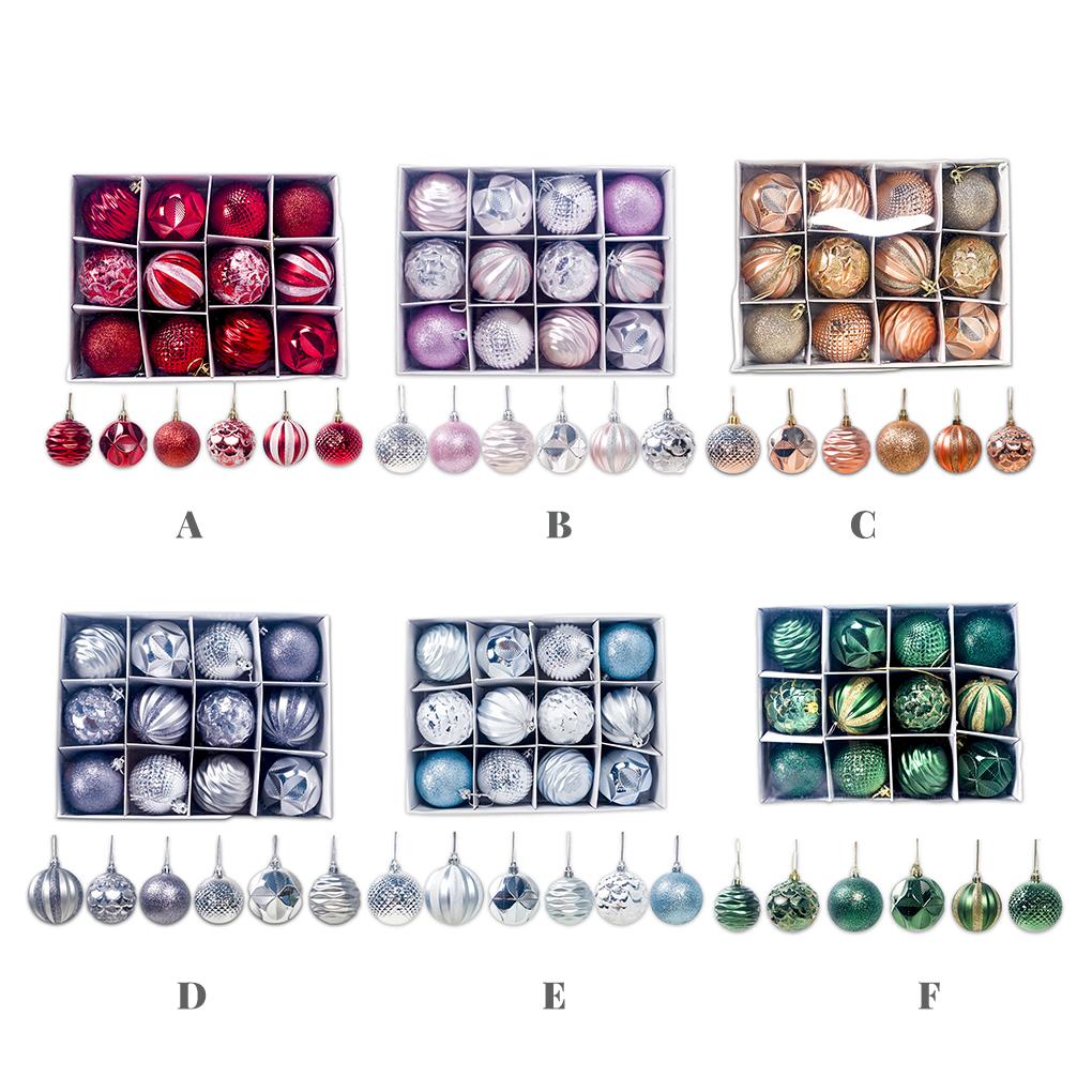 12 Stykker Plast Juletre Hengekule Avtakbar 12 Mønstre Ornament Kontor Kjøpesenter Festival Feriedekorasjon