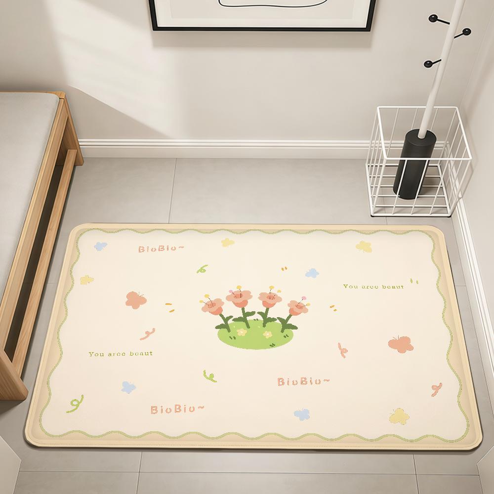 modern Simple cute flower art Home Bedside Rug Kitchen Bath Floor Mat Hallway Balcony Carpet Entrance Doormat hogar Decor