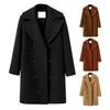Damen Wolljacke Umlegekragen Einfarbig Zweireihig Übergröße Mantel Locker Thermo Langarm Pendeln Dating Frühling Herbst Winter