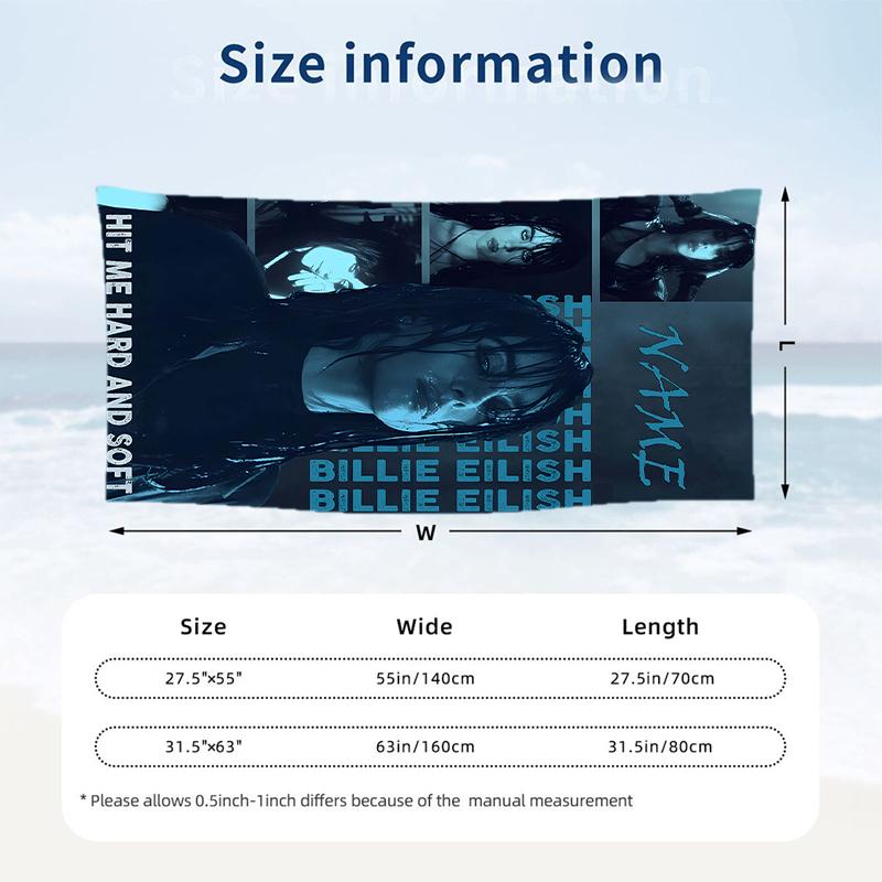 Billie eilish Custom Name Printed Beach Towel Personalized Soft Towel For Swimming Beach Travel