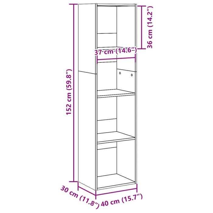 VidaXL Bibliothèque chêne artisanal 40x30x152 cm bois d'ingénierie, étagère, étagère à livres, support de livre, armoire de 857884