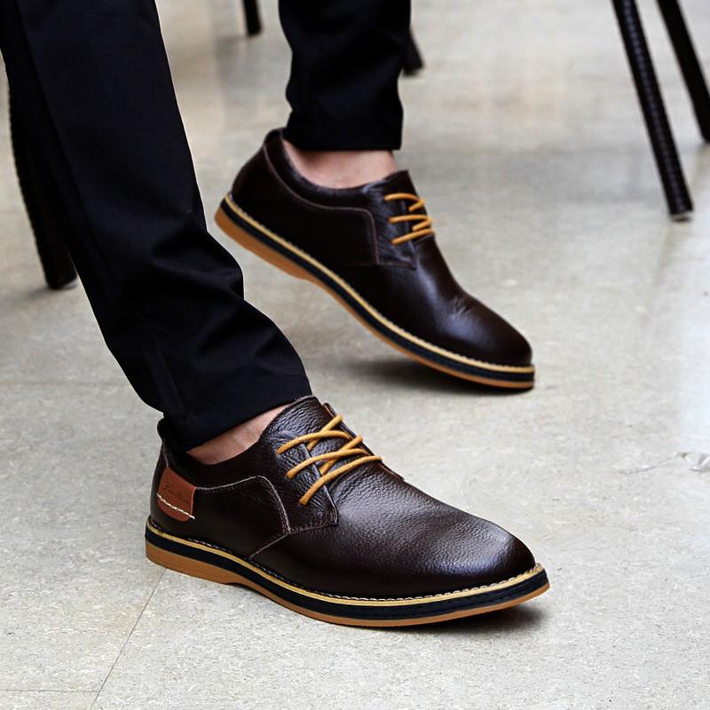 Fashion Men's Leather Shoes Genuine Leather Men Casual Shoes Business Work Office Lace-up Dress Shoes For Men Size 38-48