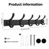 Coat Rack Wall Mounted - 5 pair Moveable Hooks Heavy Duty, Aluminum Coat Hook Rail for Coat Hat Towel Purse Robes Mudroom