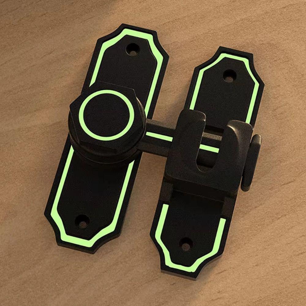 90 180 Degree Luminous Door Buckle Safety No- punching Door Catch Bolt Anti-theft Zinc Alloy Door Hasps Bathroom